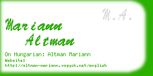 mariann altman business card